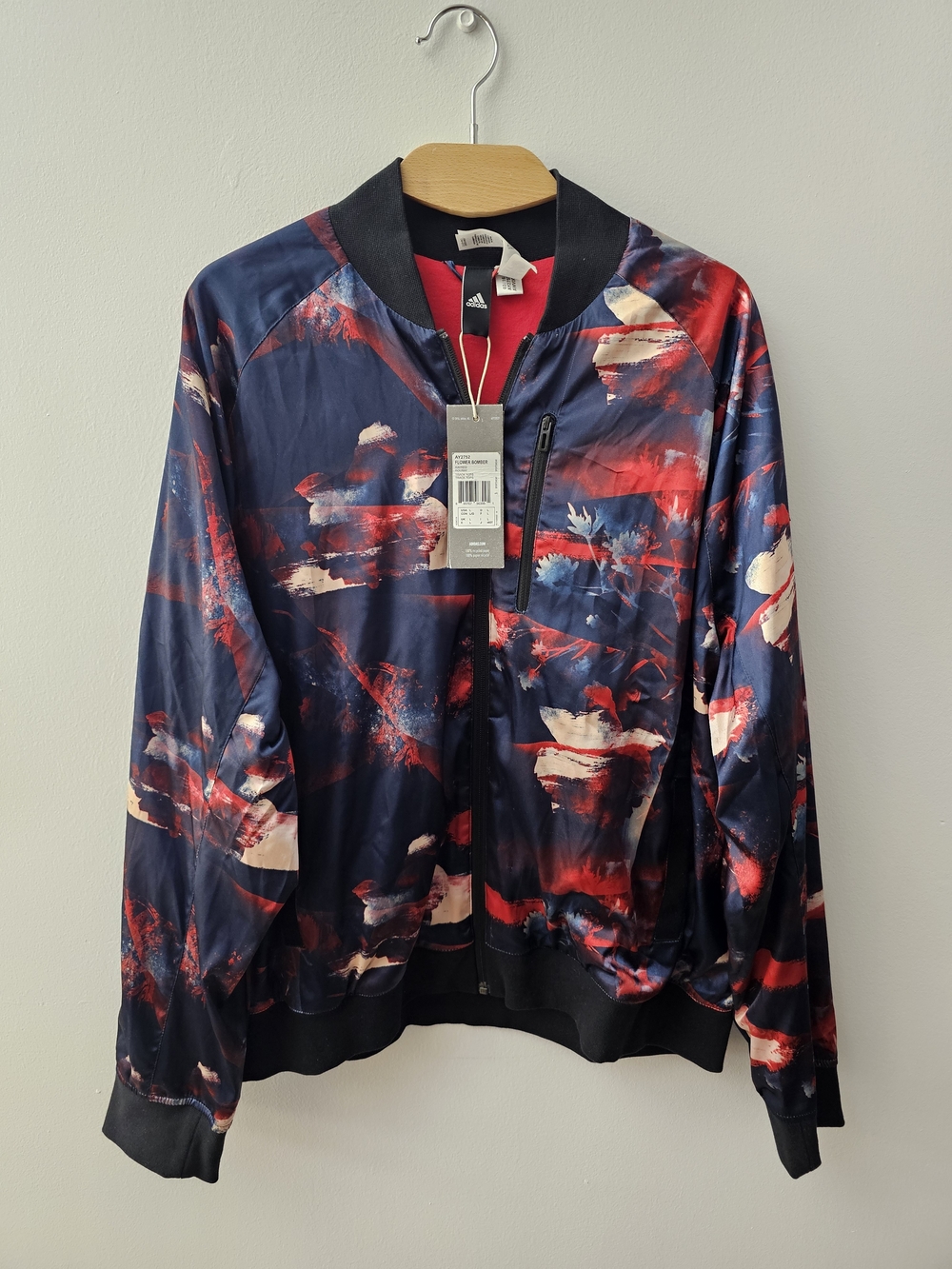 adidas Navy Bomber Jacket with Red & Cream Accents
